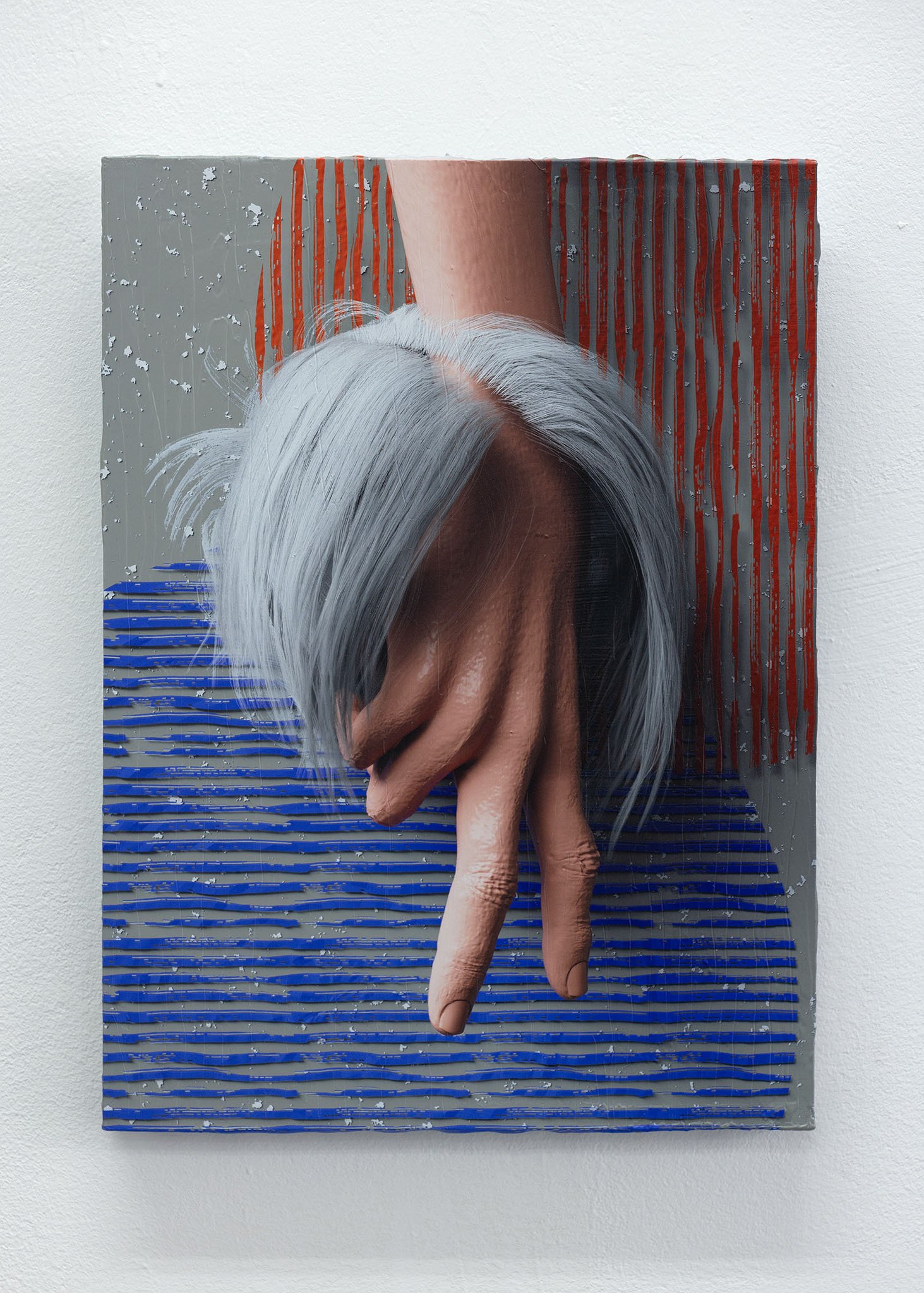 Tim Berresheim Wig falls through fingers, still a line. Missed Empathy in Cold Grey